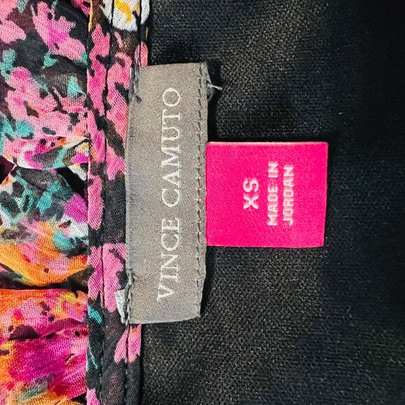 Vince Camuto-NWT-X Small-Vibrant Floral Puffed Long Sleeve-V Neck Mini Bl/Pk Mix - Picture 14 of 16